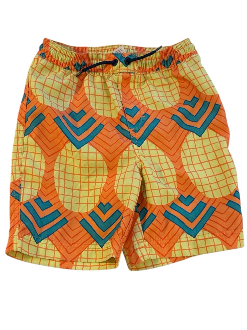 Tea Collection Boys Swim Trunks Size 5 Orange Geometric Pineapple Lined Summer